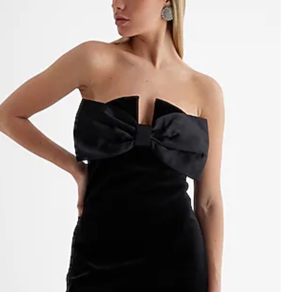 Express NYE Strapless Velvet Statement Bow Mini Dress XL - Picture 3 of 5